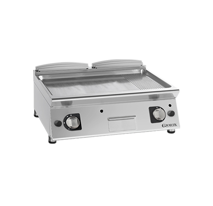 GAS FRY TOP, TOP - FULL SURFACE CHROME-PLATED SATIN FINISH SMOOTH/RIBBED GRIDDLE