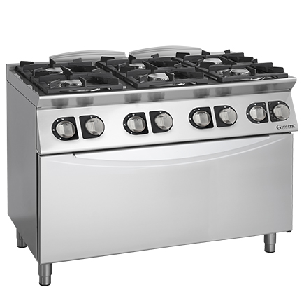 6 BURNER BASIC GAS HOB ON MAXI ELECTRIC OVEN