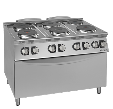 CUCINA 6 PIASTRE TONDE ELETTRICHE SU FORNO ELETTRICO MAXI