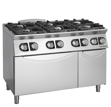 CUCINA BASE 6 FUOCHI GAS SU FORNO ELETTRICO E ARMADIO NEUTRO