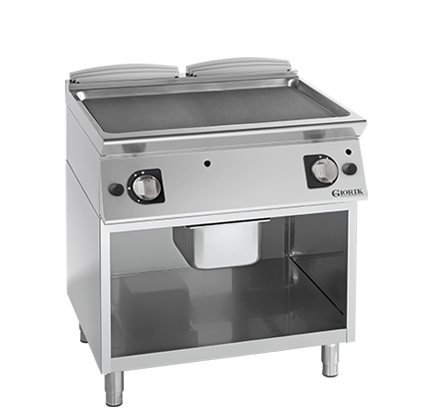 GAS FRY TOP ON OPEN BASE CABINET - FULL SURFACE SMOOTH IRON GRIDDLE