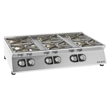 6 BURNER GAS HOB WITH FLUSH GRIDS - TOP